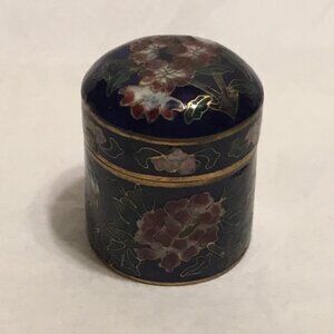 Gorgeous antique cobalt blue cloisonne domed shape trinket box